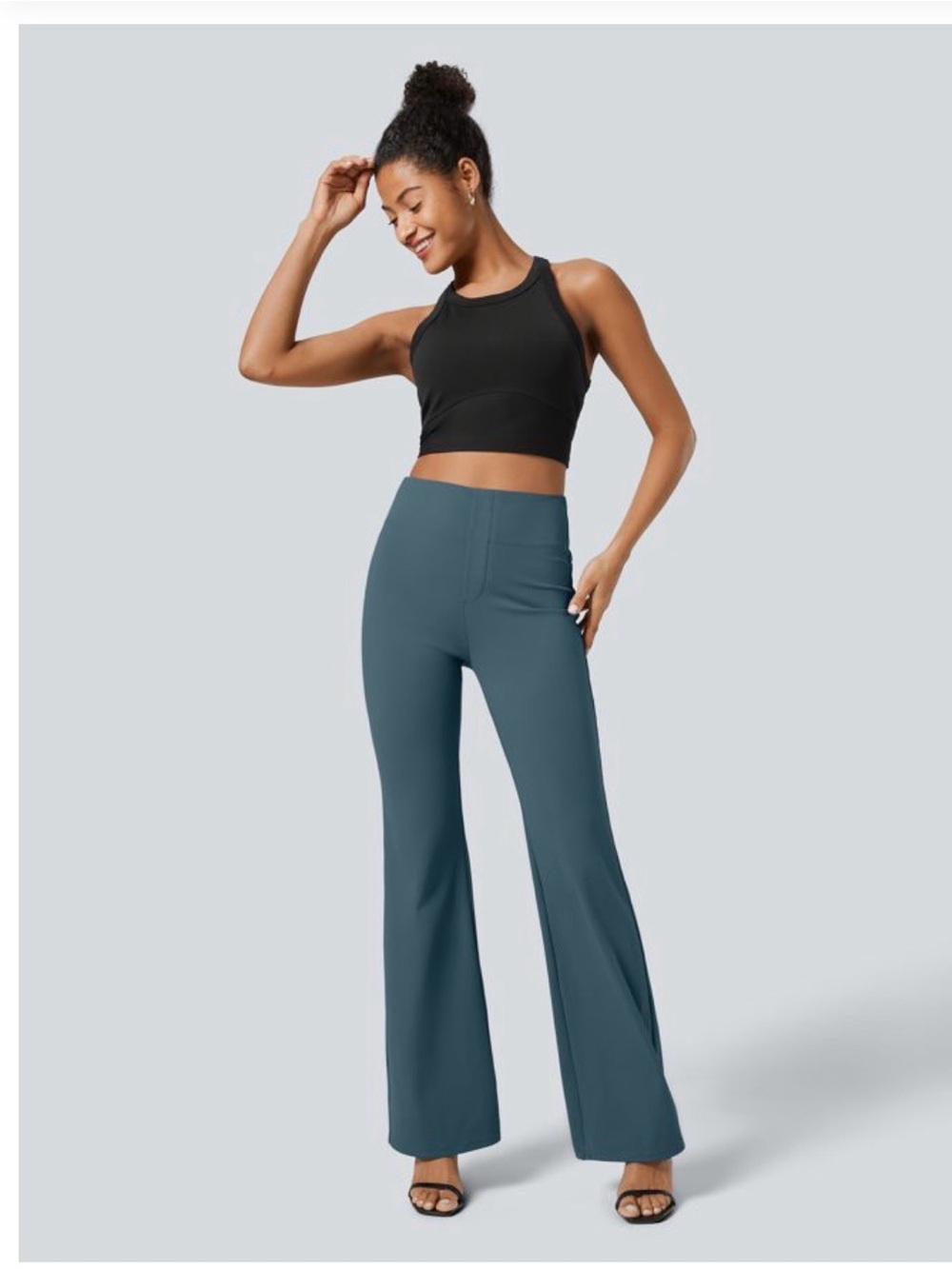 HALARA High-Waist Flared Pants in Slate Blue XS Tall *free Halara Scrunchie
